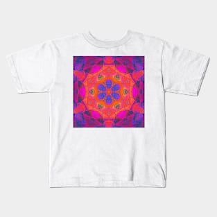 Mosaic Mandala Flower Purple Orange and Pink Kids T-Shirt